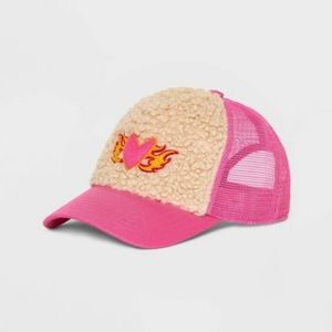 Hot pink faux sherpa cap